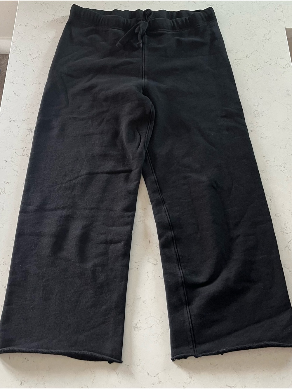 Frank & Eileen Catherine Cropped Wide-Leg Sweatpants in Black - Size S